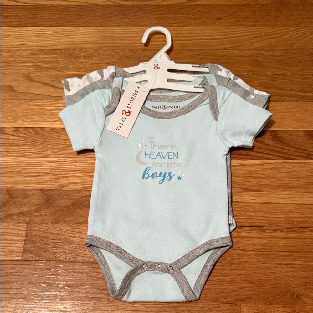 Light Blue and‎ Gray Baby Bodysuit